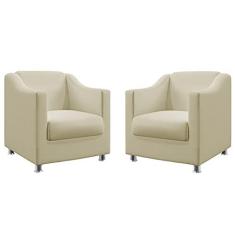 Imagem de Kit 2 Poltronas Decorativa Alya Suede Bege Aradecor