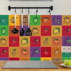 Imagem de Adesivo de ejo Cozinha Frutas Coloridas 15x15 cm 18un