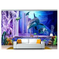 Imagem de Papel De Parede Vida Marinha Golfinhos Mar 3D At52