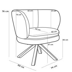 Imagem de Poltrona Decorativa Sala de Estar Melissa Base Giromad Giratória C-315 Linho  Claro - Domi