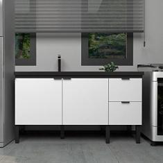 Imagem de Gabinete de Cozinha para Pia 150cm 3 Portas 2 Gavetas Cozimax Branco/preto