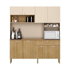 Imagem de Armario De Cozinha Completo 8 Portas 1 Gaveta Omega Core Kits Paraná Cor:freijo/vanilla Freijo/vanilla