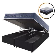 Imagem de Cama Box Com Baú Queen Preta + Colchão Molas California 158