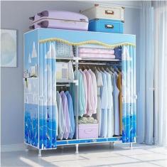 Imagem de Guarda-roupa portátil Guarda-roupa de tecido dobrável Guarda-roupa Organizador de armazenamento para móveis de quarto de casa Três opções de tamanho (azul) Armário de armazenamento de guarda-roupa