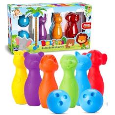 Imagem de Jogo de Boliche de Bichos Brinquedo Infantil 8 Peças Roma