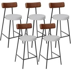 Imagem de Kit 05 Banquetas Baixa Cozinha Sala De Jantar Milão L02 material sinté