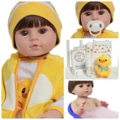 Imagem de Boneco Reborn Bebê Patinho Com Pelúcia Vários Itens Fofo - Cegonha Reb