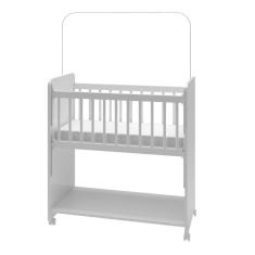 Imagem de Mini Berço Compacto Portátil Para Bebê Com Grade Movel Rodízio Colchão E Prateleira Branco