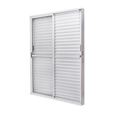 Imagem de Porta de Aluminio Balcão 210x160cm 3 Folhas Vidro Liso e Batente 12,2cm Cristal Ultra Ramassol Branco