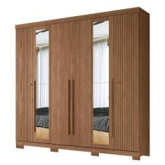 Imagem de Guarda Roupa Casal Buriti Ripado 6 Portas Com Espelho E Pés - Santos A