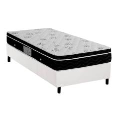 Imagem de Cama Box Solteiro: Colchão Molas Ortobom Nanolastic Physical Spring + Base Crc Courano White(88X188)