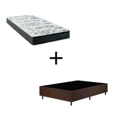 Imagem de Cama Box Solteiro - Tecido Sintético Marrom com Colchão Extra Firme D28 - Suporta 80Kg