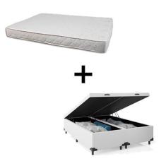 Imagem de Cama Box Baú King 193 Tecido Sintético Branco Com Colchão Roma Bello Box 100% Espuma D45 Bege 55x193x203