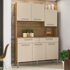 Imagem de Armário De Cozinha Compacta 132cm Stella K02 Freijó/vanilla - Mpozenato