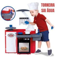 Imagem de Brinquedo Cozinha Infantil Completa Pia Fogão Forno Sai Água Menina E