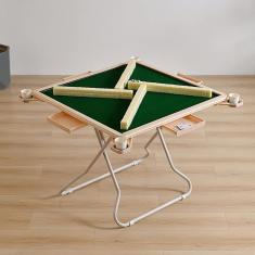 Imagem de Mesa de Mahjong, mesa de Mahjong dobrável para 4 jogadores para Majiang, Blackjack de pôquer, mesa de dominó de jogo de tabuleiro portátil com porta-copos e bandejas de chips, cinza, champan