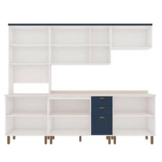 Imagem de Cozinha Modulada 5 Peças Azul com Cristaleira 100% Mdf