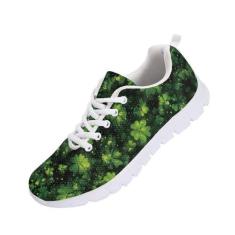 Imagem de GOSTONG Tênis feminino de malha respirável para corrida de estrada, antiderrapante, para uso ao ar livre, tênis, academia, tênis de caminhada, 34-46, Trevo fluorescente, 41