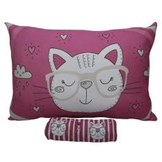 Imagem de Jogo de Cama Portallar Solteiro Malha Mista Joy Gatinhos 2 peças Pink