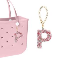 Imagem de NZNDB Berloques de bolsa para acessórios de bolsa Bogg, acessórios de bolsa de pântano para mulheres e meninas, letras personalizadas decorativas para bolsa Bitty Bogg Bolsas de praia, Cloreto de