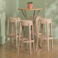 Imagem de Conjunto 8 Banquetas Shine Plus 74,6x37,4 X37,4 Capuccino