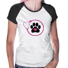 Imagem de Baby Look Raglan Medicina Veterinária Patinha - Foca Na Moda