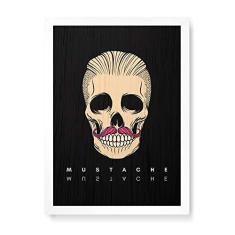 Imagem de Arte Maníacos Quadro Decorativo em Madeira Caveira Mustache  - 23x16,25cm (Moldura caixa em laca )
