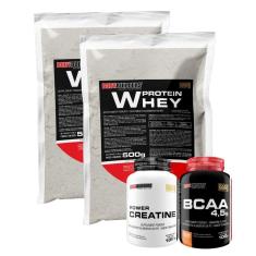 Imagem de Kit 2x Whey Protein 500g Refil + BCAA 100g + Power Creatina 100g - Bodybuilders-Unissex