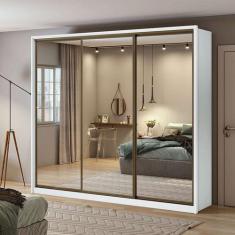Imagem de Guarda-Roupa Casal Com 3 Espelhos Spazio 3 Pt 6 Gv Branco 270 Cm - Mod