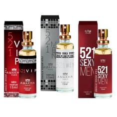 Imagem de Kit 3 Perfume Masculino 521 Vip Men Sexy Amakha Paris Bolso