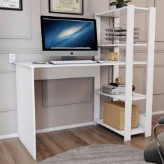 Imagem de Mesa Escrivaninha Home Office 3 Prateleiras Branco - Panorama Móveis