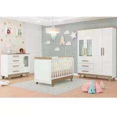 Imagem de Quarto de Bebê Completo com Guarda Roupa com Janela Cômoda e Berço Kakau Espresso Móveis