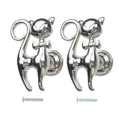 Imagem de YEZILUU Pacote com 2 puxadores de armário de gato gatinho puxadores de gaveta de banheiro puxadores de metal para armário de cozinha puxadores de gaveta puxadores de orifício único para todos os tipos