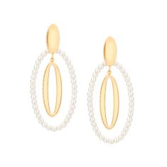 Imagem de Brinco Rommanel Banhado Ouro Oval Com Pérolas 526344