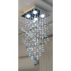 Imagem de Lustre de cristal quadrado luminaria decoração iluminação de sala de estar jantar hall de entrada plafon