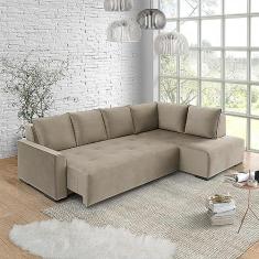 Imagem de Sofá Andros 3 Lugares e Chaise Bege Estofama