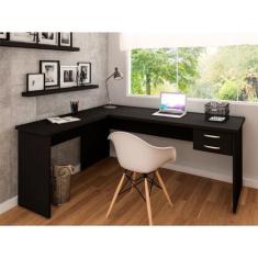 Imagem de Mesa De Canto Em L Para Escritório 140X150cm Com Gaveta - Netmobil