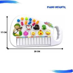 Imagem de Piano Infantil Musical Educativo Som De Animais Fazenda (Branco) - Toy