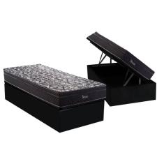 Imagem de Cama Box Baú Solteiro: Colchão Molas Bonnel Herval Troya + Base Crc Suede Black(88x188)