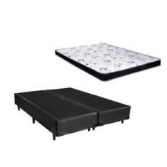 Imagem de Cama Box Bipartido Casal Preto + Colchão Espuma D23 138x188x8