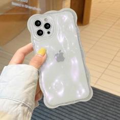 Imagem de XIZYO Capa para iPhone 15 Pro de 6,1 polegadas linda estampa de onda estética capa de telefone 3D encaracolado forma ondulada chapeamento glitter bling para mulheres meninas macio bumper silicone à