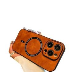 Imagem de Doulings Série magnética projetada para capa de iPhone, [compatível com carregamento sem fio][proteção militar contra queda e lente da câmera], capa clássica de couro PU fosco à prova de choque