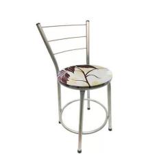 Imagem de Banqueta Baixa Cromada Banquinho Com Encosto Para Cozinha Bistrô Bar B