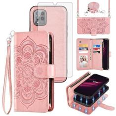 Imagem de Asuwish Capa de telefone para T-Mobile Revvl 6 Pro/6X Pro 5G Carteira com zíper Capa para celular com protetor de tela, alça de flor, compartimento para cartão Tmobile Revel X Tmo Revell T Mobile
