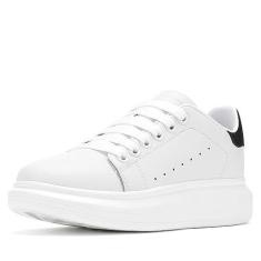 Imagem de NewEndostar Tênis feminino moderno, com aumento de altura de vibração, leve, confortável, casual, skate, Branco|preto, 42