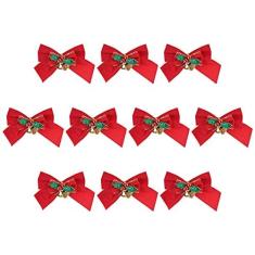 Imagem de Laço de Natal, 20 peças de laço de Natal com sinos, de topo de árvore de Natal, mini enfeite de laço, enfeites de de guirlanda de Natal decorativos, para decoração de
