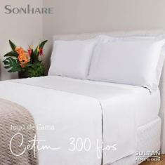 Imagem de Jogo De Cama King Size Cetim 300 Fios 2,60X2,80M Branco - Sultan