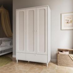 Imagem de Guarda-Roupa 3 Portas e 2 Gavetas Coleção Fofura Branco Acetinado