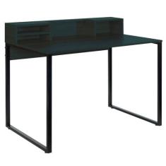 Imagem de Mesa Escrivaninha 100cm Pé Quadrado Mart Home Mh21pt Com Nichos Preta