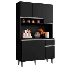 Imagem de Kit Cozinha Mara 105cm 6 Portas 1 Gaveta Preto - Bela Móveis